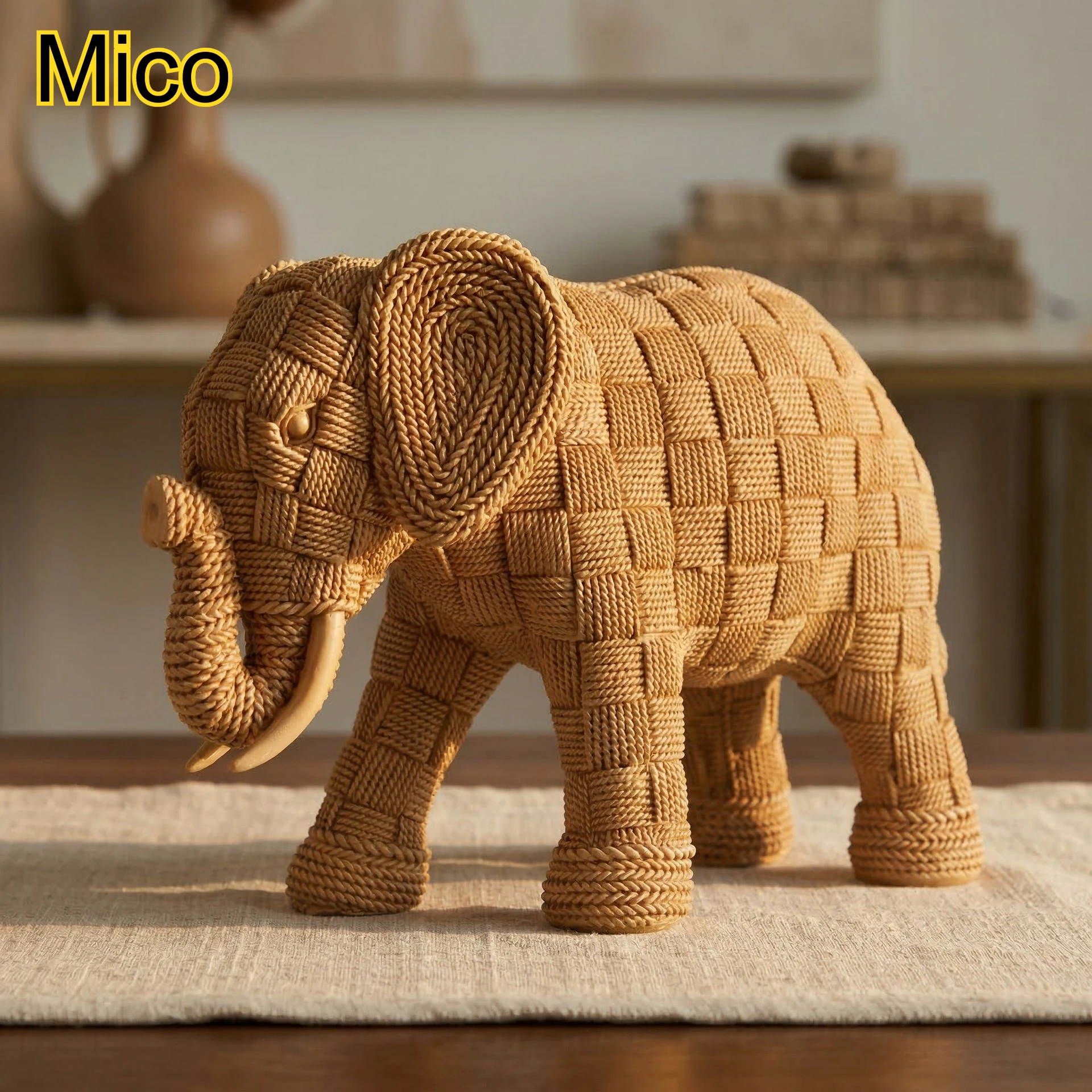 Lucky Elephant Statue Decor, Woven Rattan-Look Resin Sculpture, Wealth & Prosperity Figurine for Home Office Table
Lucky Elephant Statue Decor, Woven Rattan-Look Resin Sculpture, Wealth & Prosperity Figurine for Home Office Table