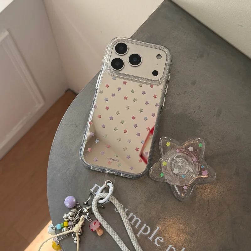 Candy Color Little Star Mirror Phone Case For iPhone 17 Pro 16 15 14 Pro Max Cover with Stand Hand Rope Shockproof Protective Ca
Candy Color Little Star Mirror Phone Case For iPhone 17 Pro 16 15 14 Pro Max Cover with Stand Hand Rope Shockproof Protective Ca