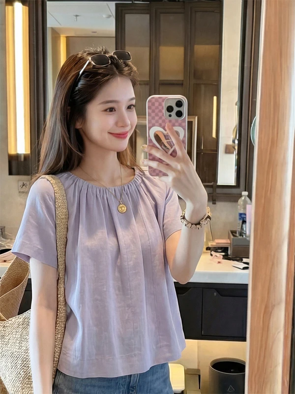 Loose Korean Style Women's Shirt Summer Commute Short Sleeve Pleated Soft Design Casual Fashion Casual Commute Shirt
Loose Korean Style Women's Shirt Summer Commute Short Sleeve Pleated Soft Design Casual Fashion Casual Commute Shirt