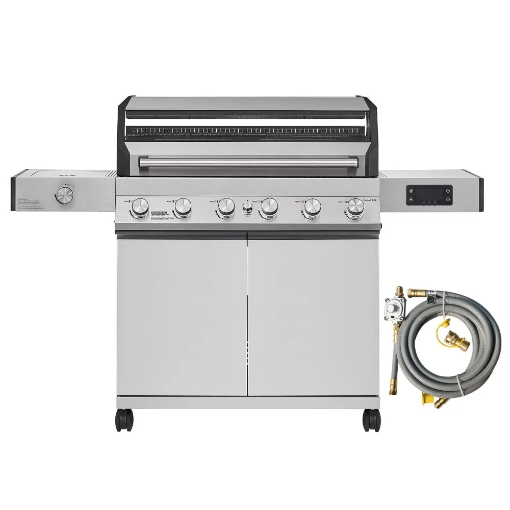 6-Burner Smart Natural Gas Grill Stainless Steel with Side Burner & Rotisserie Kit Outdoor Patio Cooking 605 sq in, Custom
6-Burner Smart Natural Gas Grill Stainless Steel with Side Burner & Rotisserie Kit Outdoor Patio Cooking 605 sq in, Custom