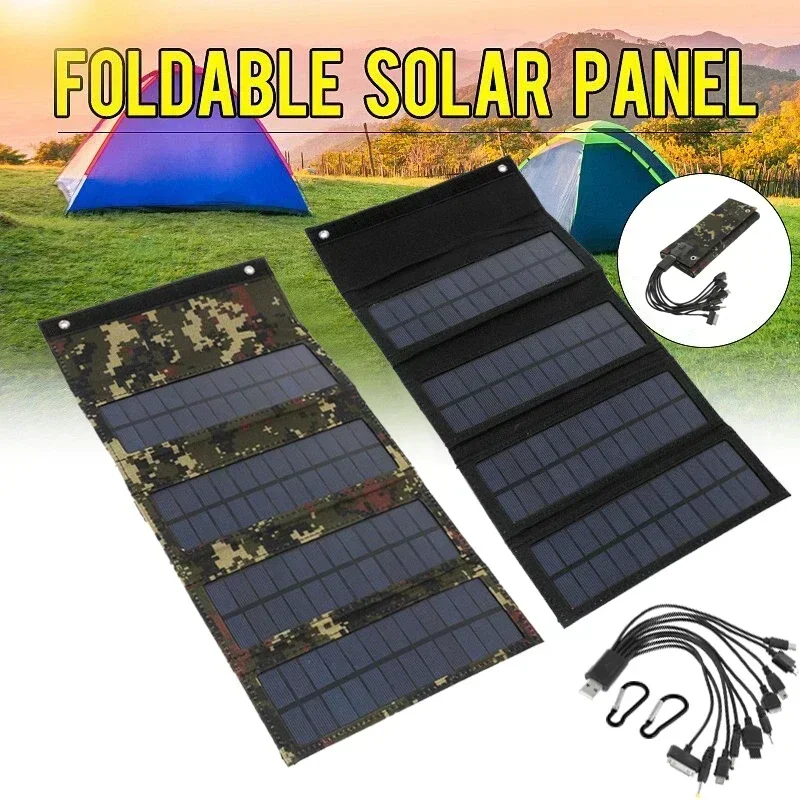 Foldable Solar Panel 50W 5V Sun Power Solars Plate Cells Bank Pack USB 10in1 Cable Waterproof for Phone Backpack Camping Hiking
Foldable Solar Panel 50W 5V Sun Power Solars Plate Cells Bank Pack USB 10in1 Cable Waterproof for Phone Backpack Camping Hiking