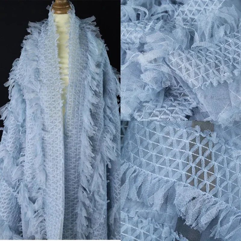 Blue Pink Three-dimensional Embroidered Tassel Feather Mesh Fabric High-end Dress Designer Fabric By The Meter
Blue Pink Three-dimensional Embroidered Tassel Feather Mesh Fabric High-end Dress Designer Fabric By The Meter