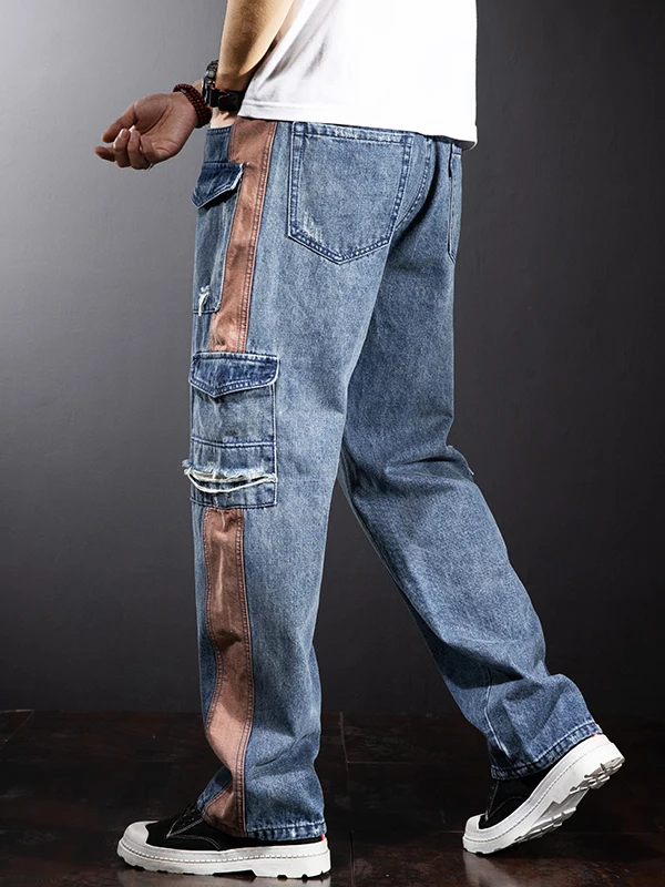Loose Straight Leg Men's Jeans Spring Autumn Large Size Workwear Style Patchwork Denim Pants with Pockets High Waist Wide Leg
Loose Straight Leg Men's Jeans Spring Autumn Large Size Workwear Style Patchwork Denim Pants with Pockets High Waist Wide Leg