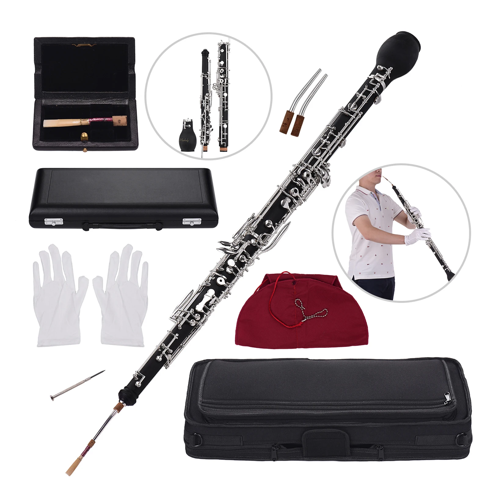 Professional English Horn Alto Oboe F Key Synthetic Wood Body Woodwind Instrument with Reed and Case
Professional English Horn Alto Oboe F Key Synthetic Wood Body Woodwind Instrument with Reed and Case