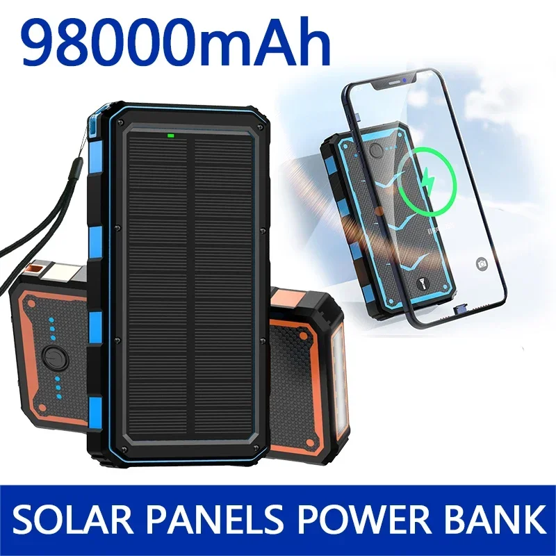 Power bank Wireless charging mobile power supply 98000mAh with Camping Lamp Mobile Phone Charger USB Battery Solar panel
Power bank Wireless charging mobile power supply 98000mAh with Camping Lamp Mobile Phone Charger USB Battery Solar panel