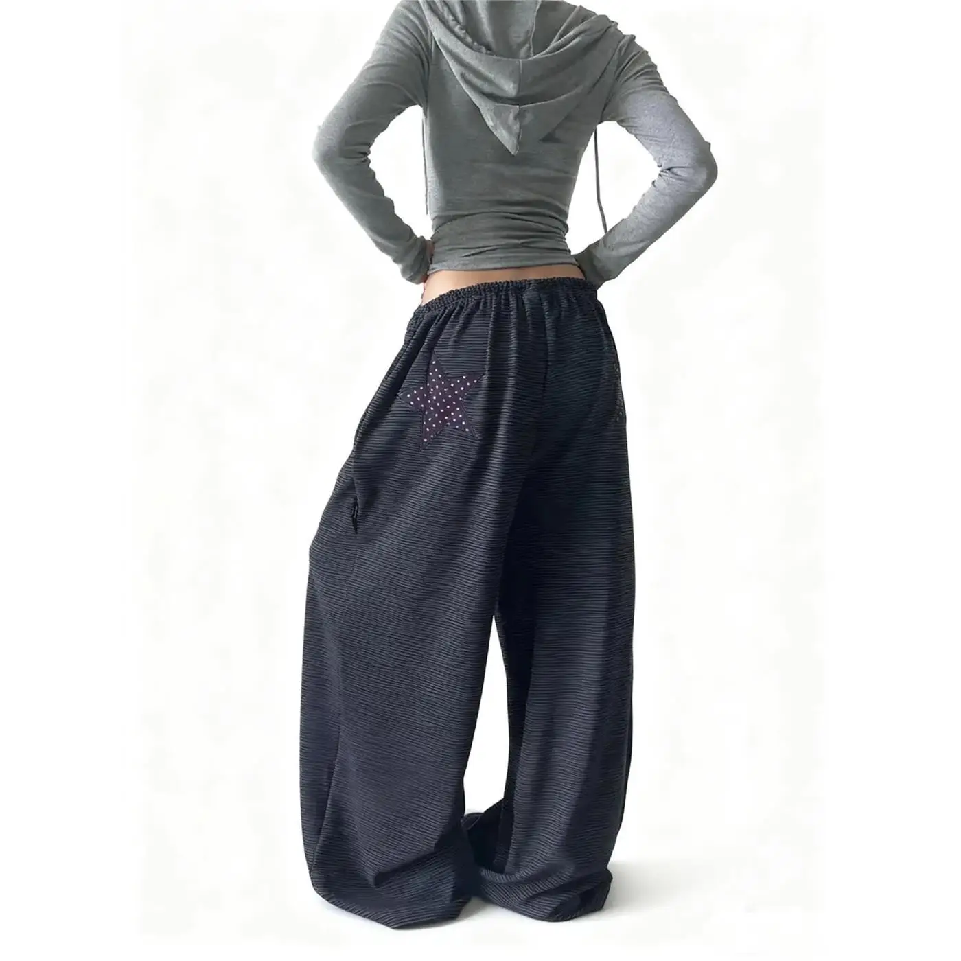 Fashionable American Striped Star Patch Casual Pants Women's Vintage Lazy Draping Wide Leg Pants Trendy City Walk Trousers
Fashionable American Striped Star Patch Casual Pants Women's Vintage Lazy Draping Wide Leg Pants Trendy City Walk Trousers