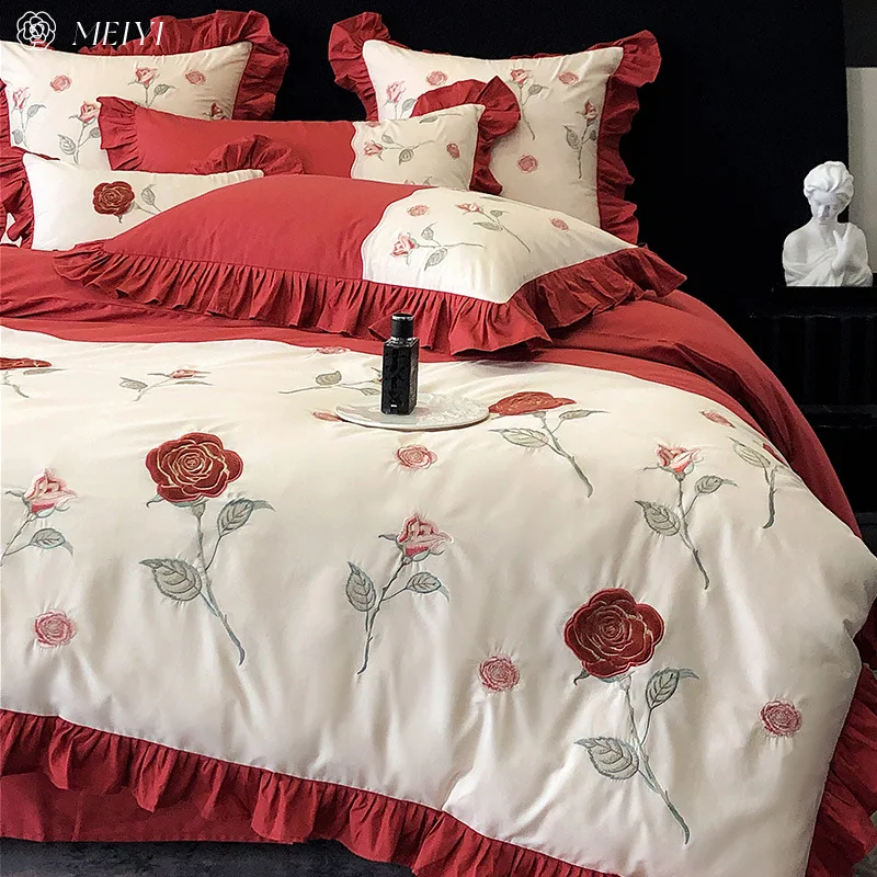 Customizable wedding four-piece set super soft washed cotton pure cotton wedding flower quilt cover bedding
Customizable wedding four-piece set super soft washed cotton pure cotton wedding flower quilt cover bedding