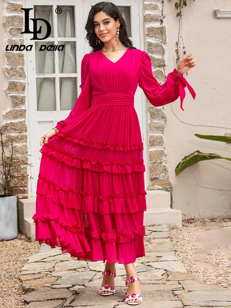 LD LINDA DELLA Fashion Designer Summer Solid Dress Women's V neck Long sleeve High waist ruffled Long Dress
LD LINDA DELLA Fashion Designer Summer Solid Dress Women's V neck Long sleeve High waist ruffled Long Dress