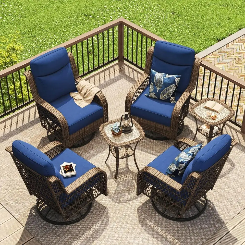 6-Piece Wicker Rocking Chair Set with Cushions and Side Table for Outdoor Patio or Porch
6-Piece Wicker Rocking Chair Set with Cushions and Side Table for Outdoor Patio or Porch
