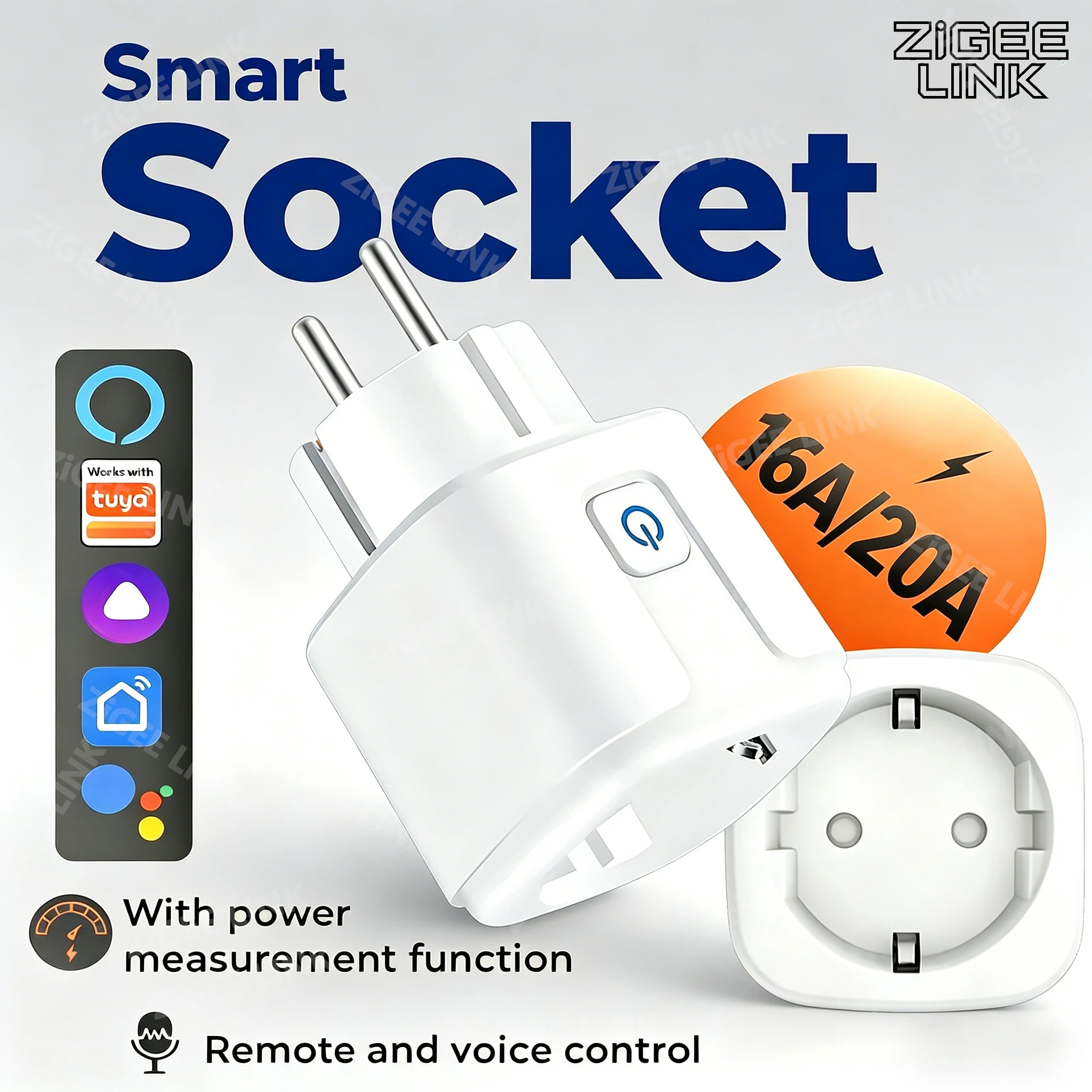 EU Socket Wifi or Zigbee3.0 Plug Power Outlet Alexa Google Home Works with Tuya Smart Life APP Remote Voice Control Ailce Yandex
EU Socket Wifi or Zigbee3.0 Plug Power Outlet Alexa Google Home Works with Tuya Smart Life APP Remote Voice Control Ailce Yandex