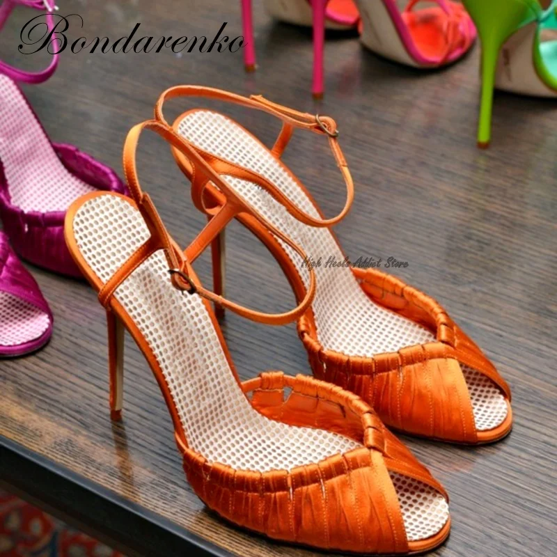 Orange Peep Toe Satin High Heel Sandals for Women Thin Heel Black Ankle Strappy Leather Pump Pink Luxury Designer Brand Shoes
Orange Peep Toe Satin High Heel Sandals for Women Thin Heel Black Ankle Strappy Leather Pump Pink Luxury Designer Brand Shoes