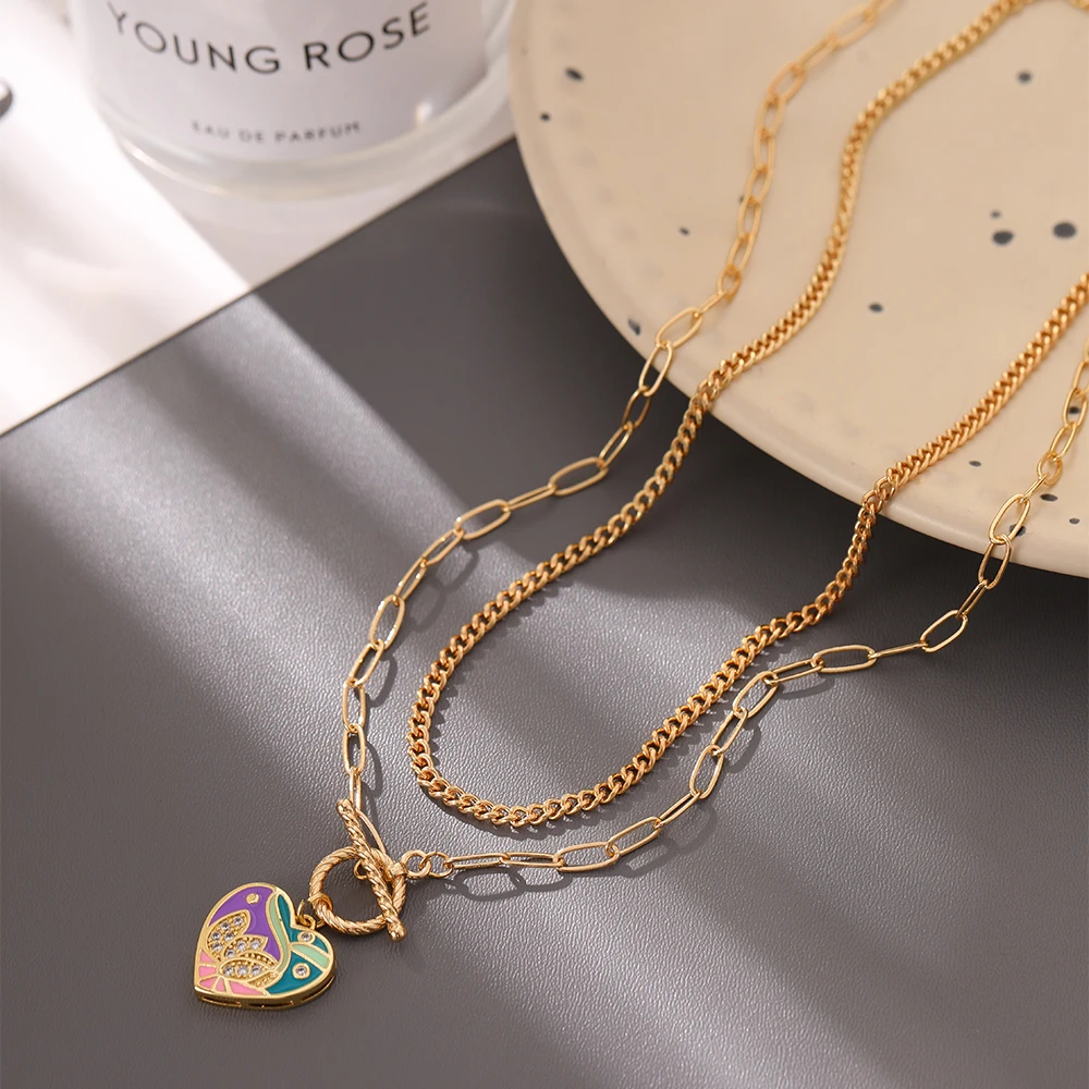 2Pcs Women's Cross Chain OT Buckle Rainbow Heart Zircon Pendant Necklace Fashion Party Music Accessory Versatile Sweet Style
2Pcs Women's Cross Chain OT Buckle Rainbow Heart Zircon Pendant Necklace Fashion Party Music Accessory Versatile Sweet Style