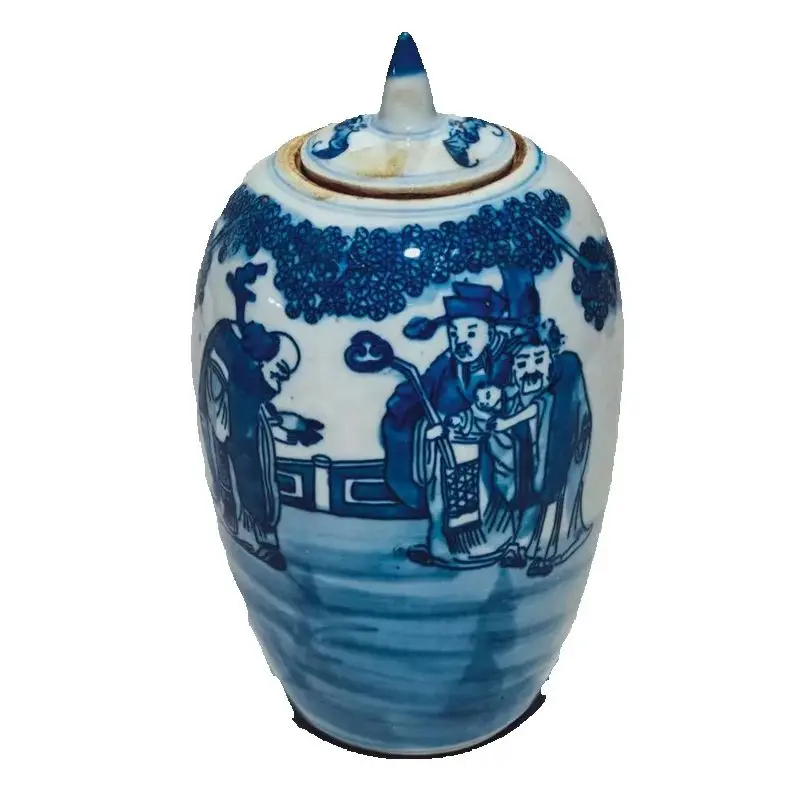 Chinese Old Porcelain Blue White Character Story Cover Jar Traditional Storage Jar for Home Decor
Chinese Old Porcelain Blue White Character Story Cover Jar Traditional Storage Jar for Home Decor