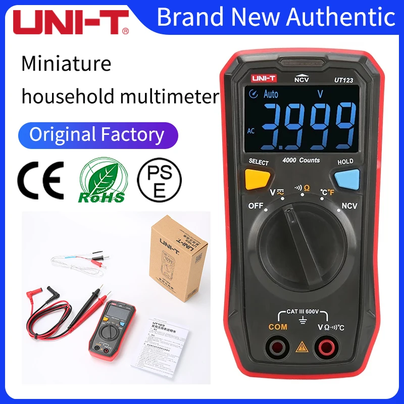 UNI-T UT123 Mini Digital Multimeter GUARANTEED AC DC Voltage Resistance Temperature Electrical NCV Tester EBTN Display UT123D
UNI-T UT123 Mini Digital Multimeter GUARANTEED AC DC Voltage Resistance Temperature Electrical NCV Tester EBTN Display UT123D