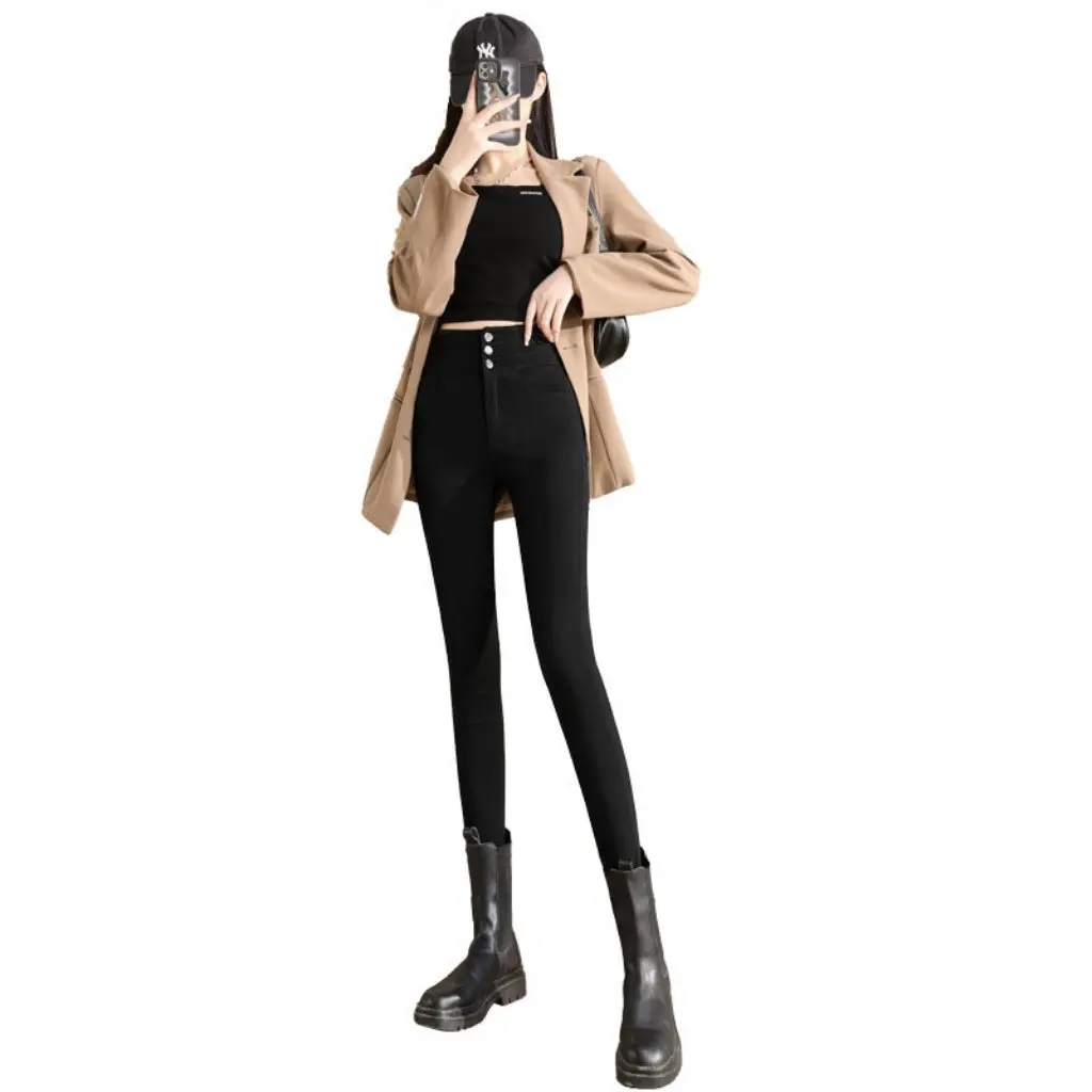 Leggings for Women High Waist Slimming Tight Stretch Fleece Lined Black Pencil Magic Pants Outer Wear for Autumn And Winter
Leggings for Women High Waist Slimming Tight Stretch Fleece Lined Black Pencil Magic Pants Outer Wear for Autumn And Winter