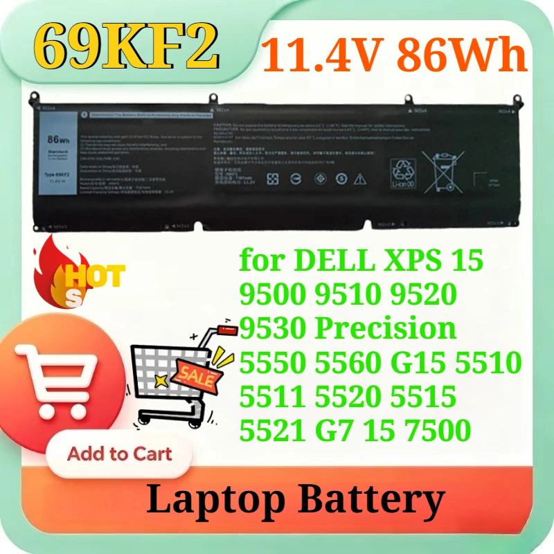 Аккумулятор для ноутбуков DELL XPS 15 9500 9510 9520 9530, Precision 5550 5560, G15 5510 5511 5520 5515 5521, G7 15 7500, 11.4V 86Wh 69KF2
Аккумулятор для ноутбуков DELL XPS 15 9500 9510 9520 9530, Precision 5550 5560, G15 5510 5511 5520 5515 5521, G7 15 7500, 11.4V 86Wh 69KF2