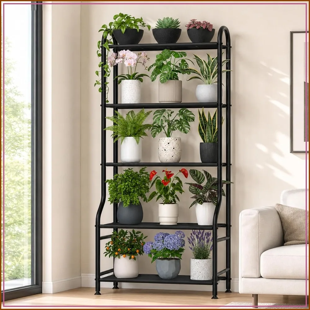 65" 5-Tier Metal Plant Stand, Heavy Duty Indoor Outdoor Flower Shelf, Black
65" 5-Tier Metal Plant Stand, Heavy Duty Indoor Outdoor Flower Shelf, Black