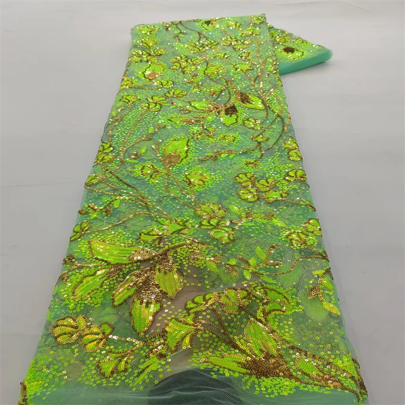 New African Lace Fabric French Nigerian 2025 Green New Lace With Sequins Mesh for Embroidery Wedding Party Bride Sewing Dress
New African Lace Fabric French Nigerian 2025 Green New Lace With Sequins Mesh for Embroidery Wedding Party Bride Sewing Dress