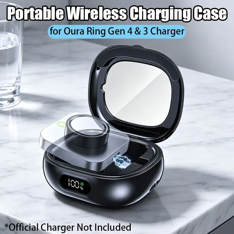 Portable Wireless Charging Case for Oura Ring Gen 4 & 3 Charger - LED Power Display,2000mAh Battery, 45-Day Runtime
Portable Wireless Charging Case for Oura Ring Gen 4 & 3 Charger - LED Power Display,2000mAh Battery, 45-Day Runtime