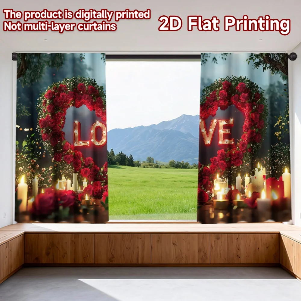 2D flat printing 2pcs Window Drapes Valentine’s Day Heart Roses Digital Printed Polyester Drapes Holiday Decorations for New
2D flat printing 2pcs Window Drapes Valentine’s Day Heart Roses Digital Printed Polyester Drapes Holiday Decorations for New