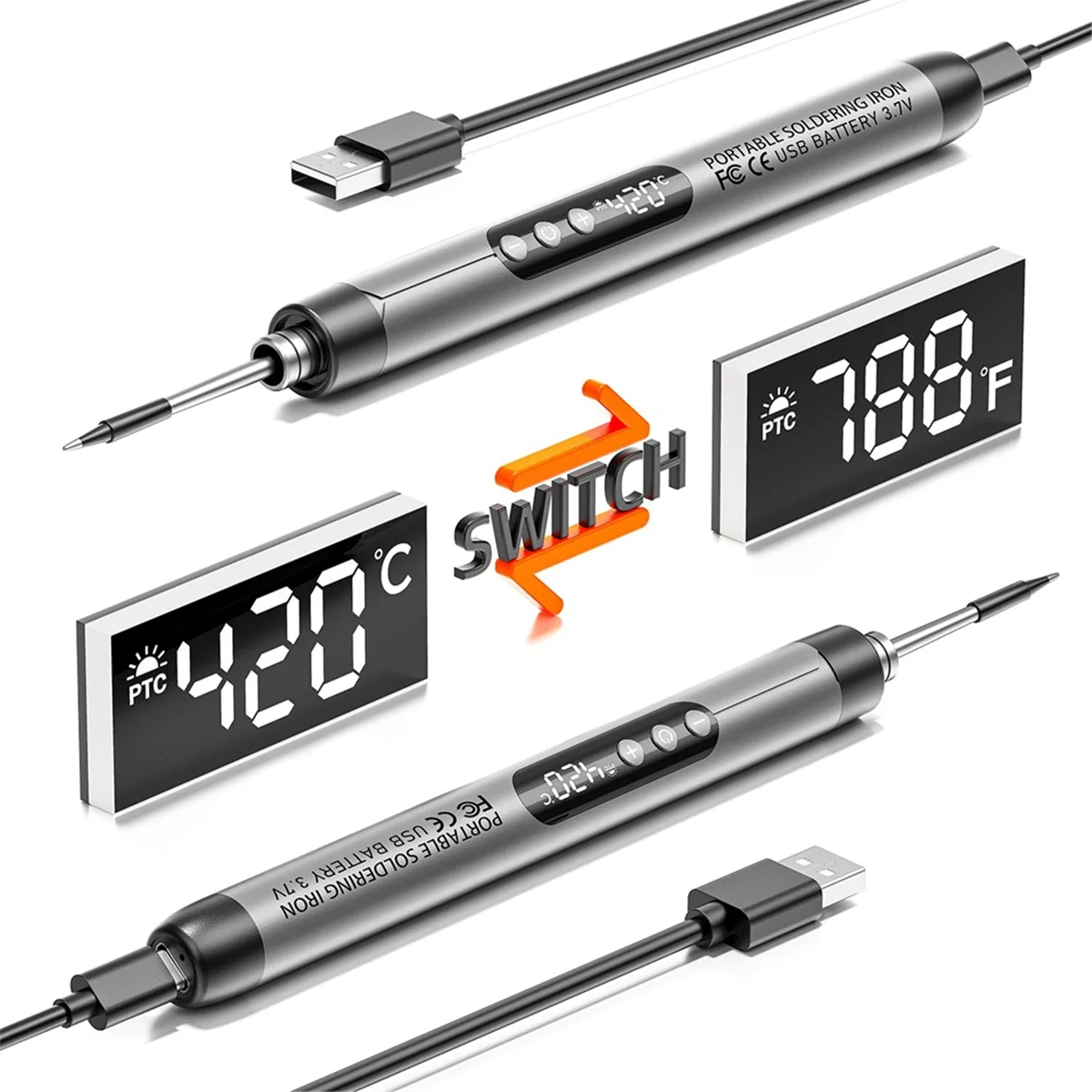 ABFKW Cordless USB Digital Soldering Iron Adjustable Temperature Type-C Interface Intelligent Solder Welding Iron Tool
ABFKW Cordless USB Digital Soldering Iron Adjustable Temperature Type-C Interface Intelligent Solder Welding Iron Tool