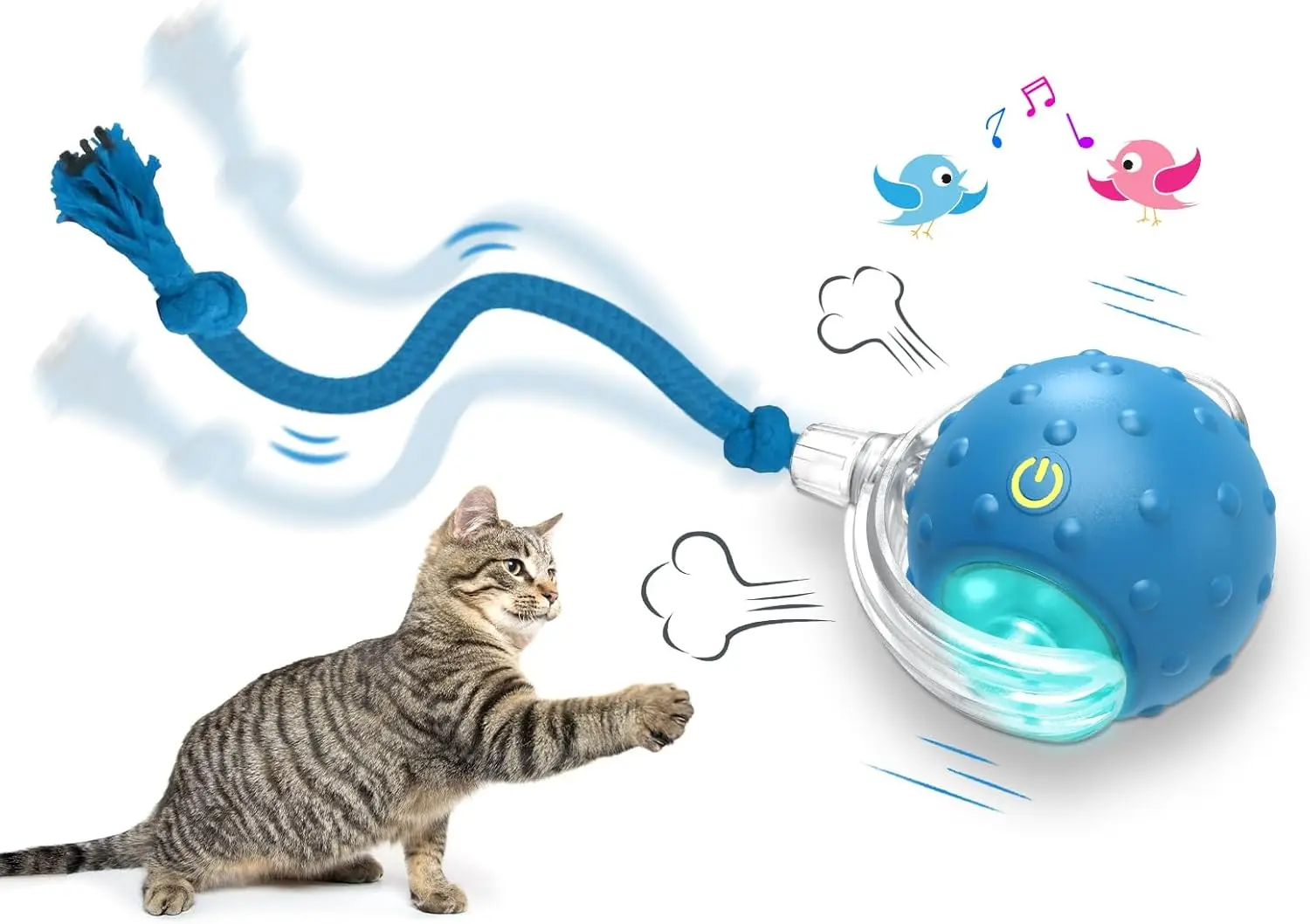 Interactive Chirping Cat Ball, Motion-Activated Fast Rolling Toy for Indoor Play, Blue
Interactive Chirping Cat Ball, Motion-Activated Fast Rolling Toy for Indoor Play, Blue