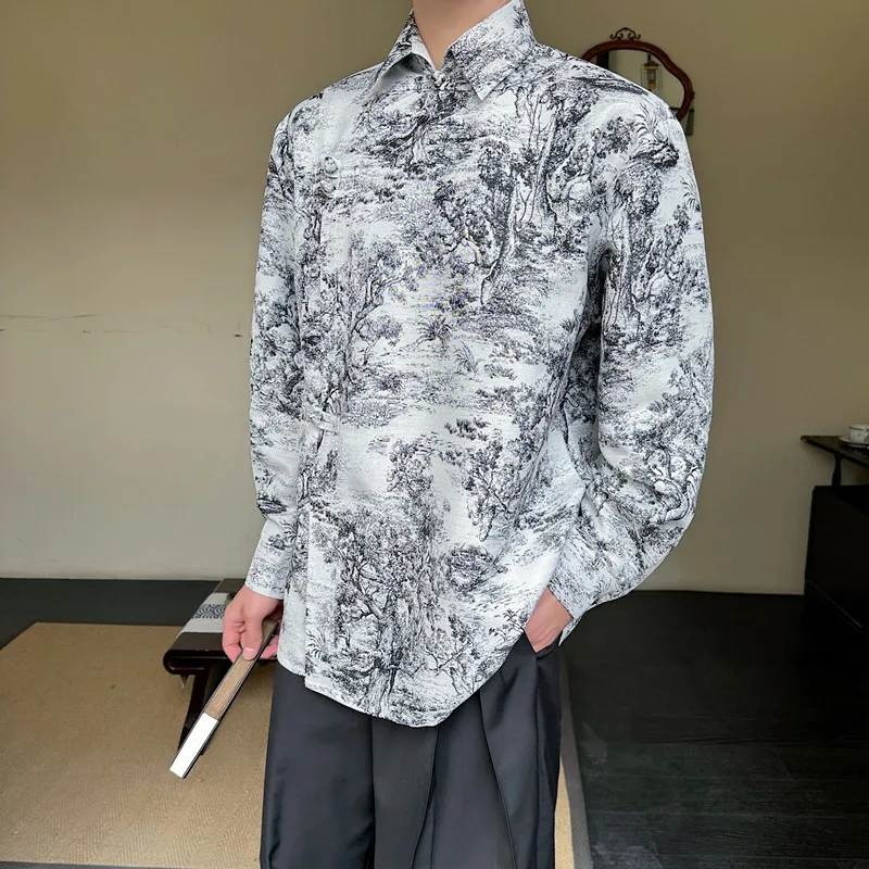 New 2025 Spring Chinese Sle Men's Long Sve irt Casual Splaed Ink Lacape Faionable Outerwear Coat for Youth
New 2025 Spring Chinese Sle Men's Long Sve irt Casual Splaed Ink Lacape Faionable Outerwear Coat for Youth