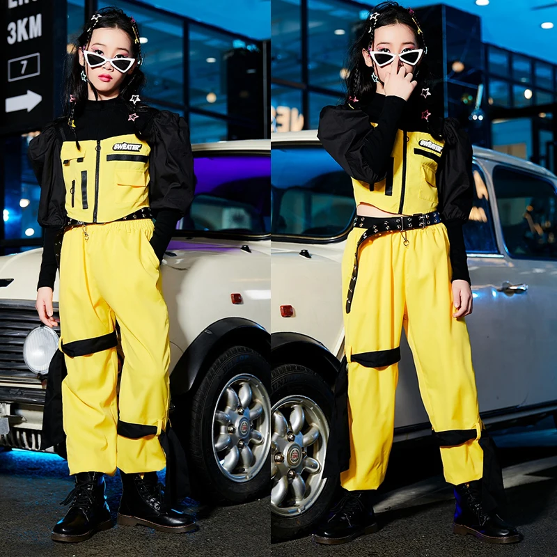 Kids Cool Hip Hop Clothing Girls Jazz Dance Costume Yellow Top Cargo Pants Children Rave Outfit Stage Performance Wear DWY9688
Kids Cool Hip Hop Clothing Girls Jazz Dance Costume Yellow Top Cargo Pants Children Rave Outfit Stage Performance Wear DWY9688