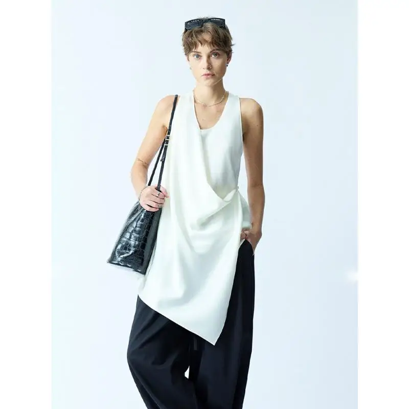 Maxdutti French Minimalist Pleated Satin Shirt Triacetate Sleeveless Shirt Women's Blouses And Shirt Women's Shirt Woman Clothes
Maxdutti French Minimalist Pleated Satin Shirt Triacetate Sleeveless Shirt Women's Blouses And Shirt Women's Shirt Woman Clothes