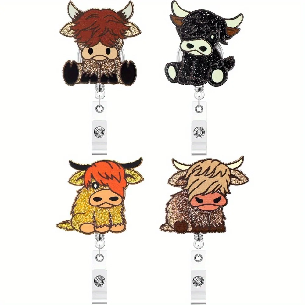 4 Highland Cow Badge Reels. Scalable, rotating ID clips for nurses, doctors & teachers.
4 Highland Cow Badge Reels. Scalable, rotating ID clips for nurses, doctors & teachers.