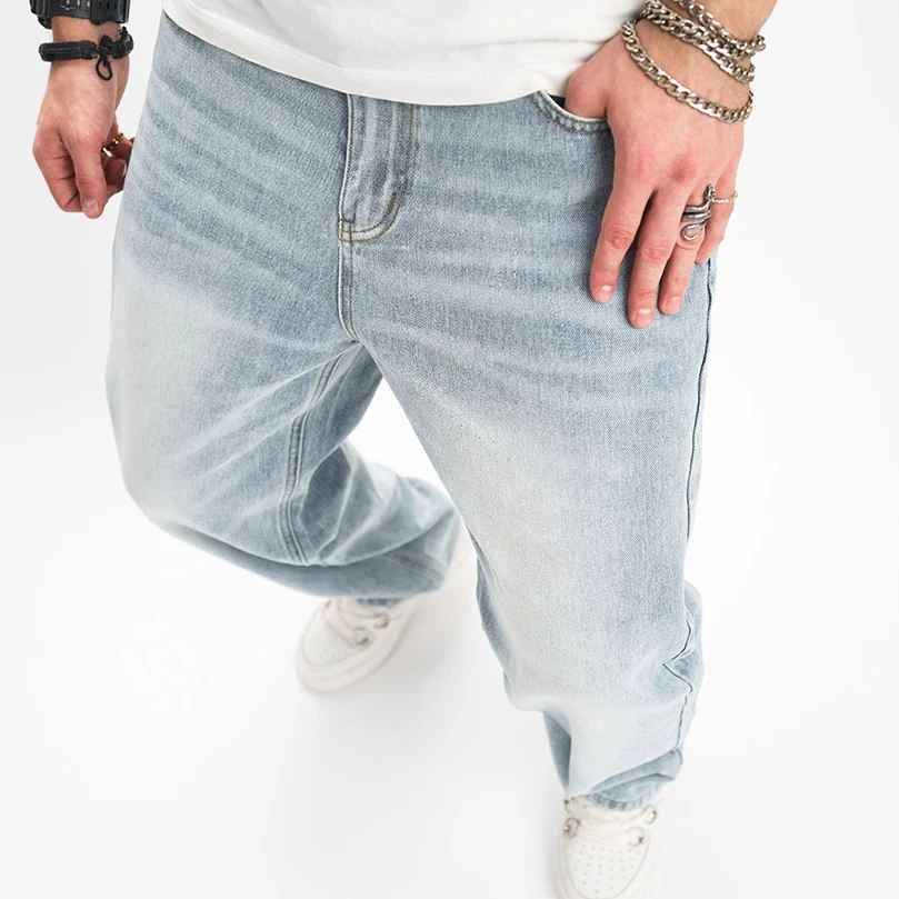 New American Style Men Loose Jeans High Street Wide Leg Pants Casual Washed Denim Trousers Mid Waist Elastic Jeans for Male
New American Style Men Loose Jeans High Street Wide Leg Pants Casual Washed Denim Trousers Mid Waist Elastic Jeans for Male