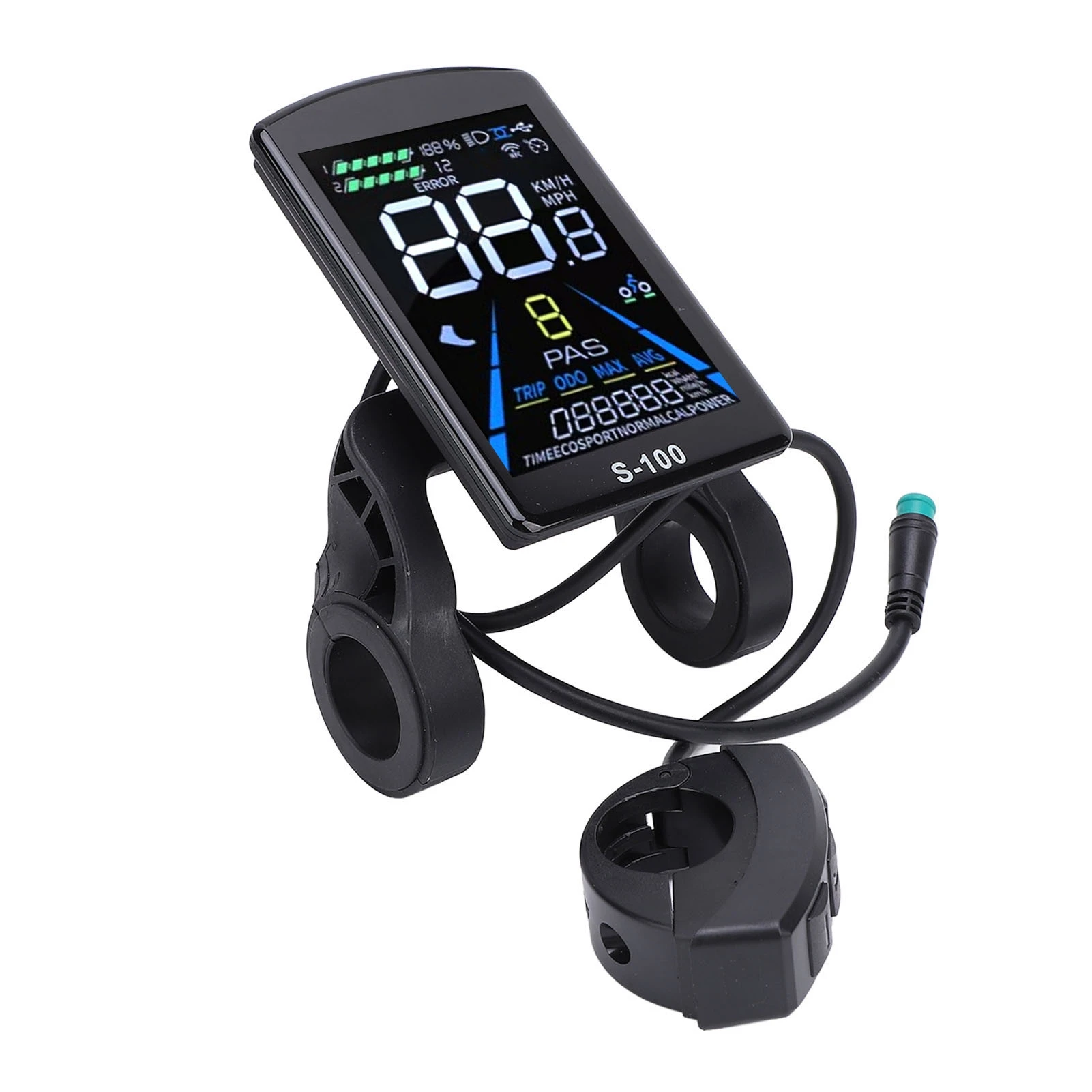 Cycling LCD Panel Electric Bike LCD Display Water Resistant 24V 36V 48V 60V 72V 5 Pin Connector for 22.2mm Handlebar
Cycling LCD Panel Electric Bike LCD Display Water Resistant 24V 36V 48V 60V 72V 5 Pin Connector for 22.2mm Handlebar