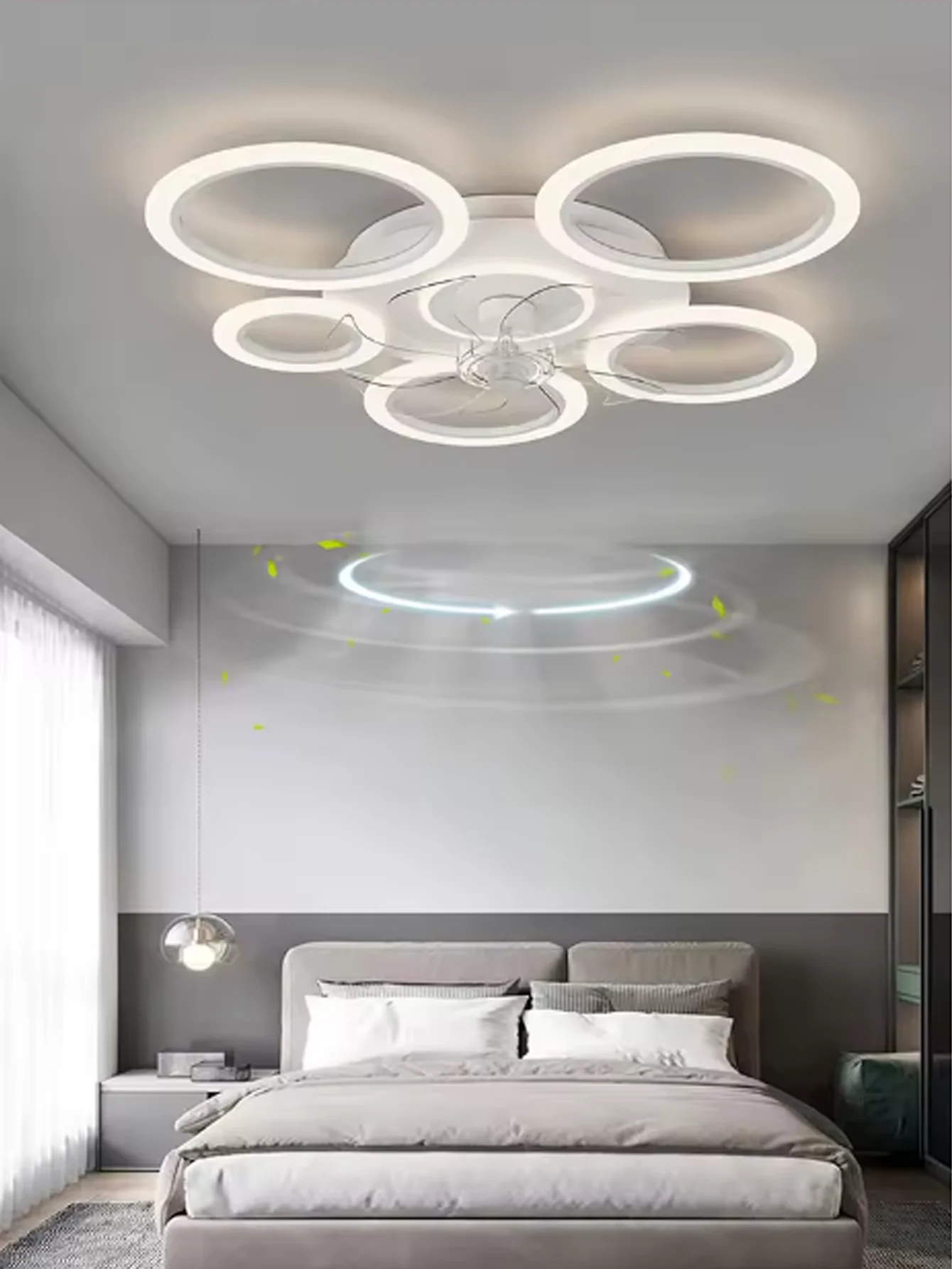 Modern minimalist circle fan light black/white simple living room ceiling fan smart control ceiling fan light
Modern minimalist circle fan light black/white simple living room ceiling fan smart control ceiling fan light