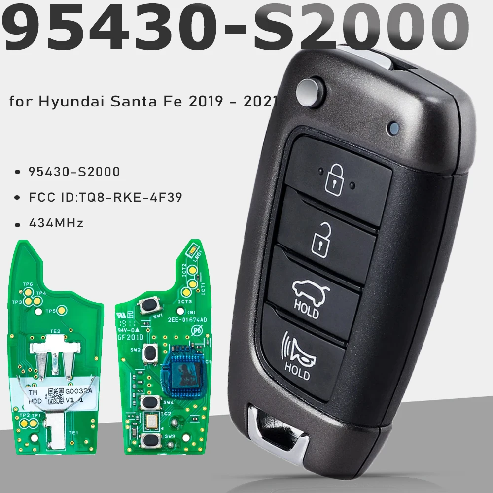 KEYECU 95430-S2000 FCC ID: TQ8-RKE-4F39 OEM плата умный дистанционный брелок 434 МГц для Hyundai Santa Fe 2019 2020 2021
KEYECU 95430-S2000 FCC ID: TQ8-RKE-4F39 OEM плата умный дистанционный брелок 434 МГц для Hyundai Santa Fe 2019 2020 2021