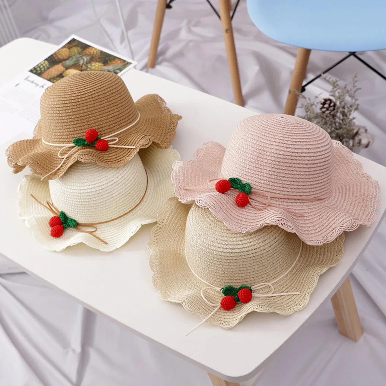 Summer Handmade Straw Hat Red Cherry Lace-up Sun Hats Children Girl Beach Travel Large Brim Fisherman Cap 1-6Years Kids Visors
Summer Handmade Straw Hat Red Cherry Lace-up Sun Hats Children Girl Beach Travel Large Brim Fisherman Cap 1-6Years Kids Visors