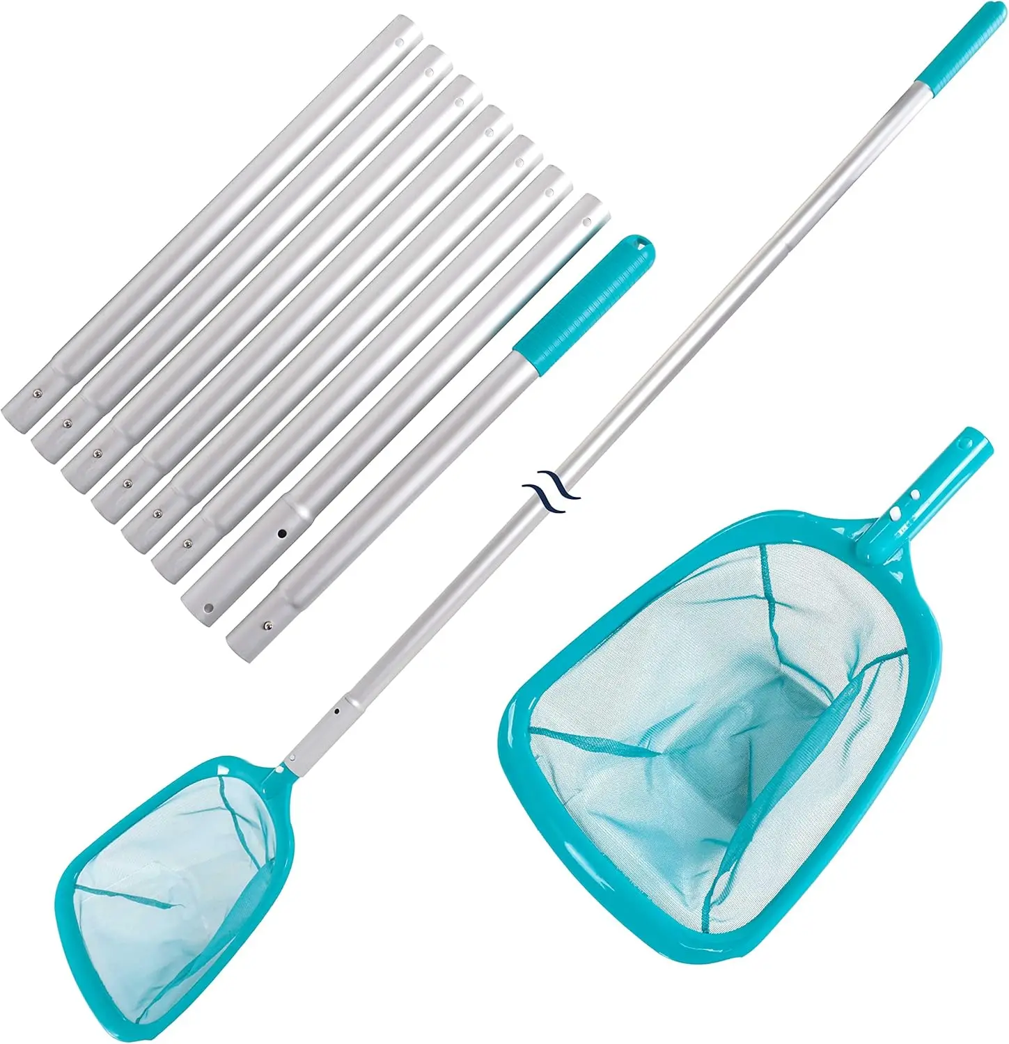 11.5 Foot Swimming Pool Leaf Skimmer Net with Pole, 8 Sections - 6' Deep Ultra Fine Mesh Netting Basket, Remove Finest Debris, A
11.5 Foot Swimming Pool Leaf Skimmer Net with Pole, 8 Sections - 6' Deep Ultra Fine Mesh Netting Basket, Remove Finest Debris, A