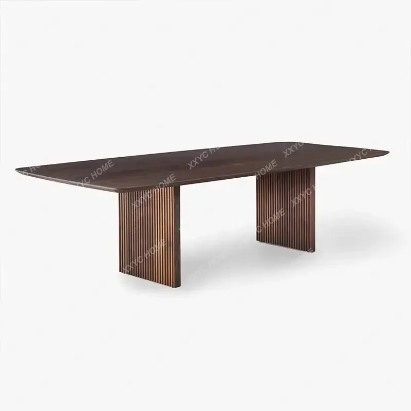 Solid Wood Large Board Dining Table Medieval Living Room Desk Integrated Walnut Tea Table
Solid Wood Large Board Dining Table Medieval Living Room Desk Integrated Walnut Tea Table