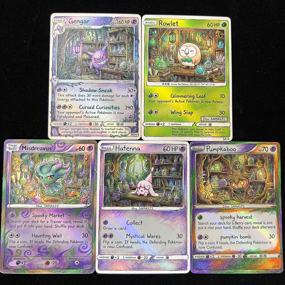 Pokemon PTCG Cards Colored Pencil Art Style Gengar Rowlet Misdreavus Hatenna Pumpkaboo Collection Cards Holo Cards Pokemon Gift
Pokemon PTCG Cards Colored Pencil Art Style Gengar Rowlet Misdreavus Hatenna Pumpkaboo Collection Cards Holo Cards Pokemon Gift