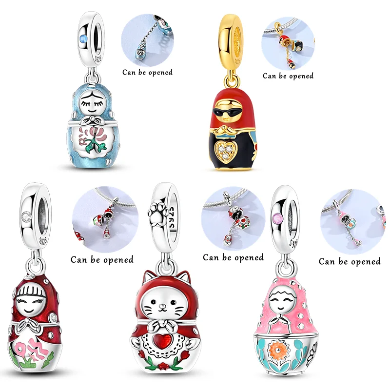925 Sterling Silver Openable Charms Beads Cat Matryoshka Russian Nesting Dolls Pendants Fit Original Bracelet Women Jewelry Gift
925 Sterling Silver Openable Charms Beads Cat Matryoshka Russian Nesting Dolls Pendants Fit Original Bracelet Women Jewelry Gift