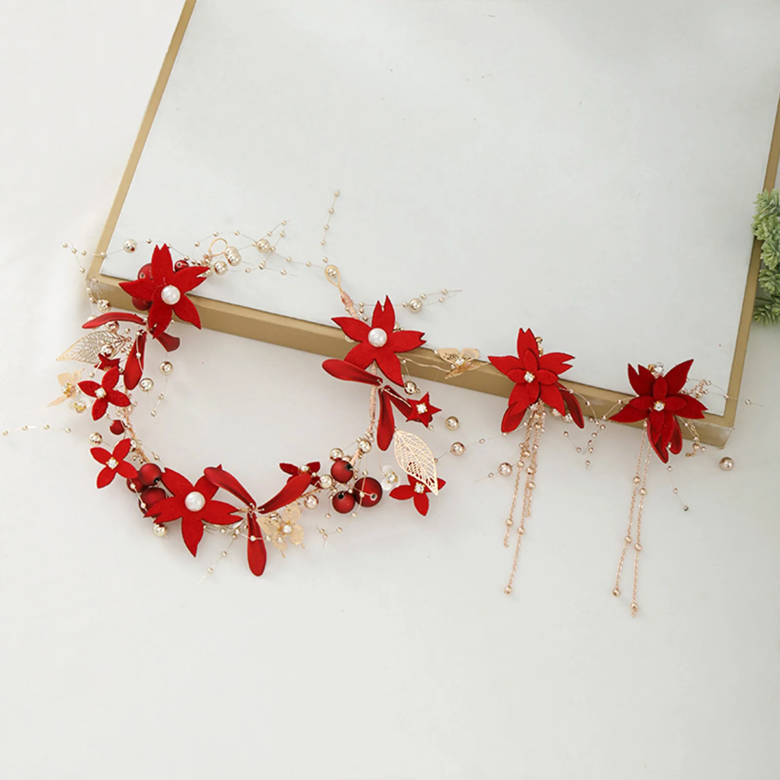 Red Floral Hairband Earrings Set Headwear Headdress Bride Tiaras Headpiece Hair Jewelry Wedding Bridal Hair Accessories Gifts
Red Floral Hairband Earrings Set Headwear Headdress Bride Tiaras Headpiece Hair Jewelry Wedding Bridal Hair Accessories Gifts