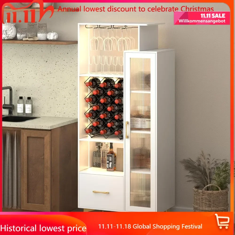LED Liquor Wine Cabinet, Wine Bar Cabinet with USB Port, Bar Cabinets for 18 Bottle Wine Rack and 3 Glass Holder, Tall Si
LED Liquor Wine Cabinet, Wine Bar Cabinet with USB Port, Bar Cabinets for 18 Bottle Wine Rack and 3 Glass Holder, Tall Si