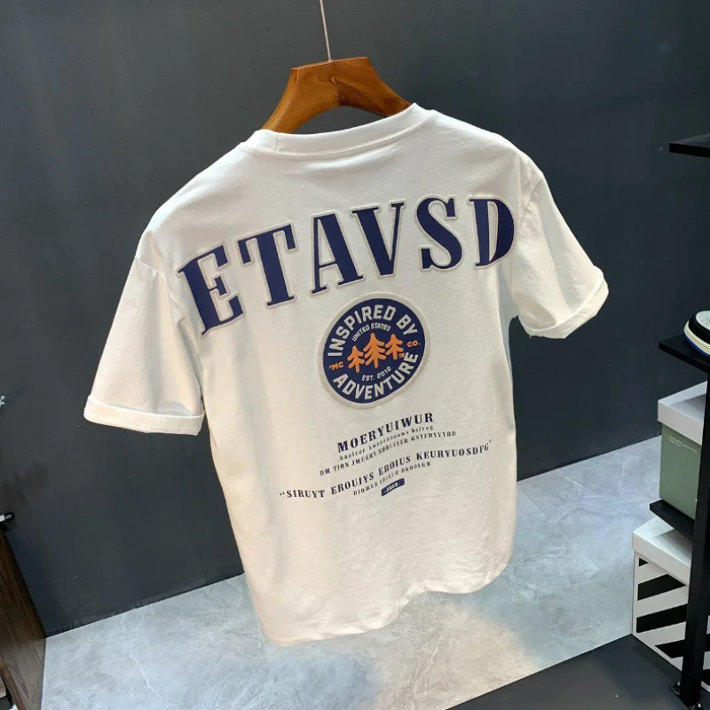 Summer New American Short sleeved T-shirt for Men's Trendy Letter Print Round Neck Slim Fit Versatile Loose Half sleeved Top
Summer New American Short sleeved T-shirt for Men's Trendy Letter Print Round Neck Slim Fit Versatile Loose Half sleeved Top