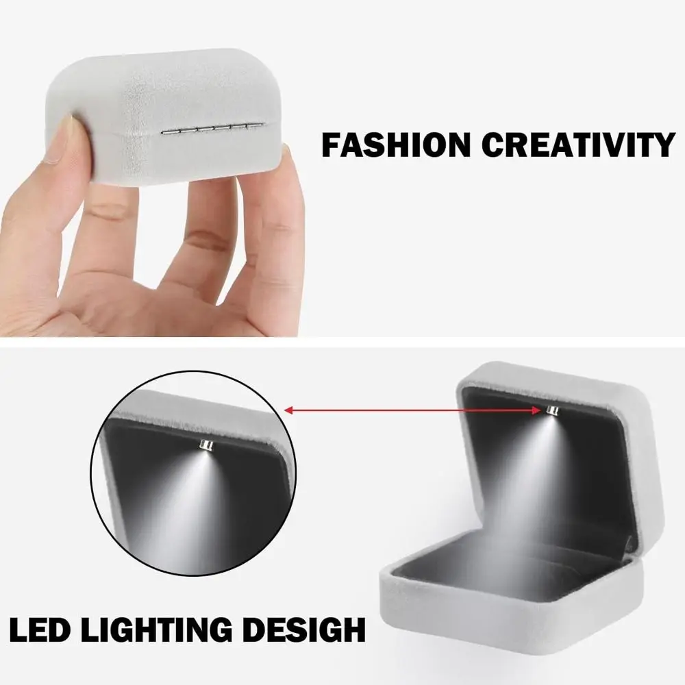 Velvet LED Ring Jewelry Box Solid Color Square Shape Ring Holder Case Portable Reusable LED Light Ring Display Case
Velvet LED Ring Jewelry Box Solid Color Square Shape Ring Holder Case Portable Reusable LED Light Ring Display Case