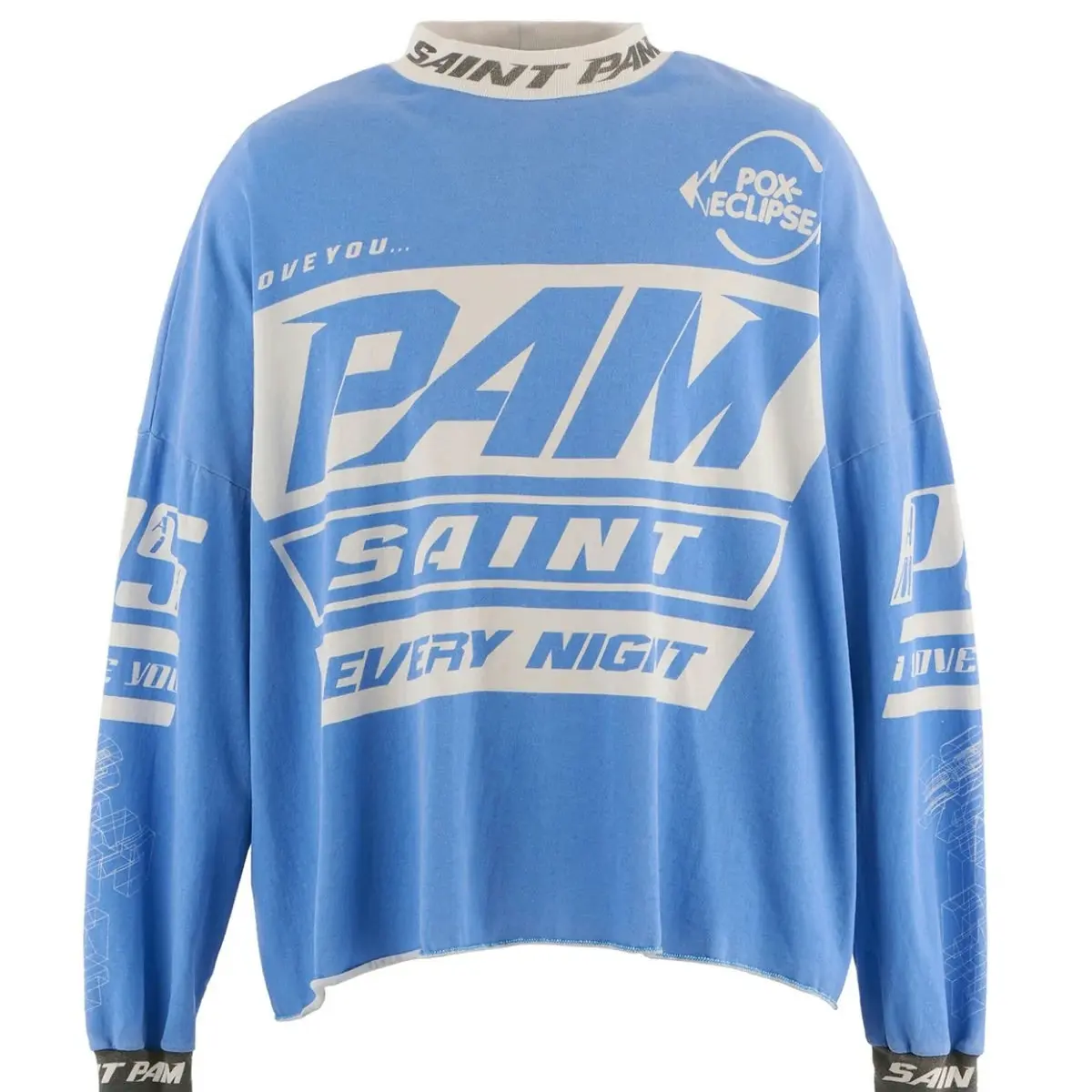 Saint Michael New Limited edition Blue-style racing suit washing and aging sweatshirt
Saint Michael New Limited edition Blue-style racing suit washing and aging sweatshirt