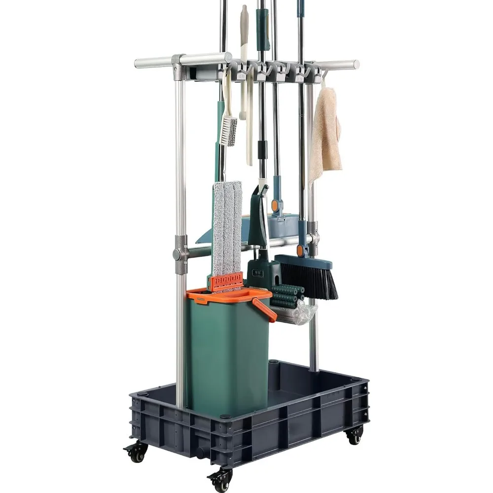 Broom mop Holder Cleaning Supplies Organizer Janitor carts on Wheels Housekeeping Station Storage Tools for Garage, Garden
Broom mop Holder Cleaning Supplies Organizer Janitor carts on Wheels Housekeeping Station Storage Tools for Garage, Garden