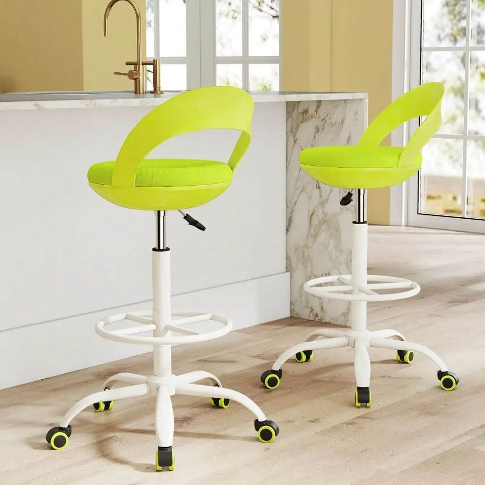 Stool Rolling Tall Desk Chair With Wheels Low Backrest Footrest Green
Stool Rolling Tall Desk Chair With Wheels Low Backrest Footrest Green