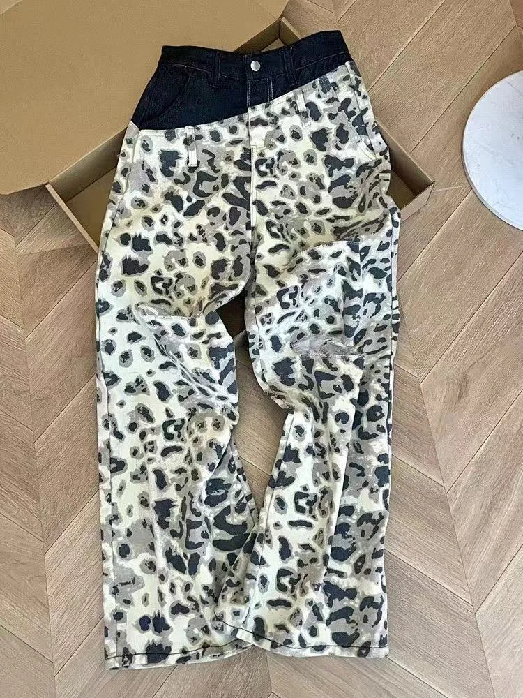 Lazy Sle Ripped Denim Pants American Retro Leopard Print Double Waist Head Loose Slimming Floor-Length Wide Leg Jeans
Lazy Sle Ripped Denim Pants American Retro Leopard Print Double Waist Head Loose Slimming Floor-Length Wide Leg Jeans