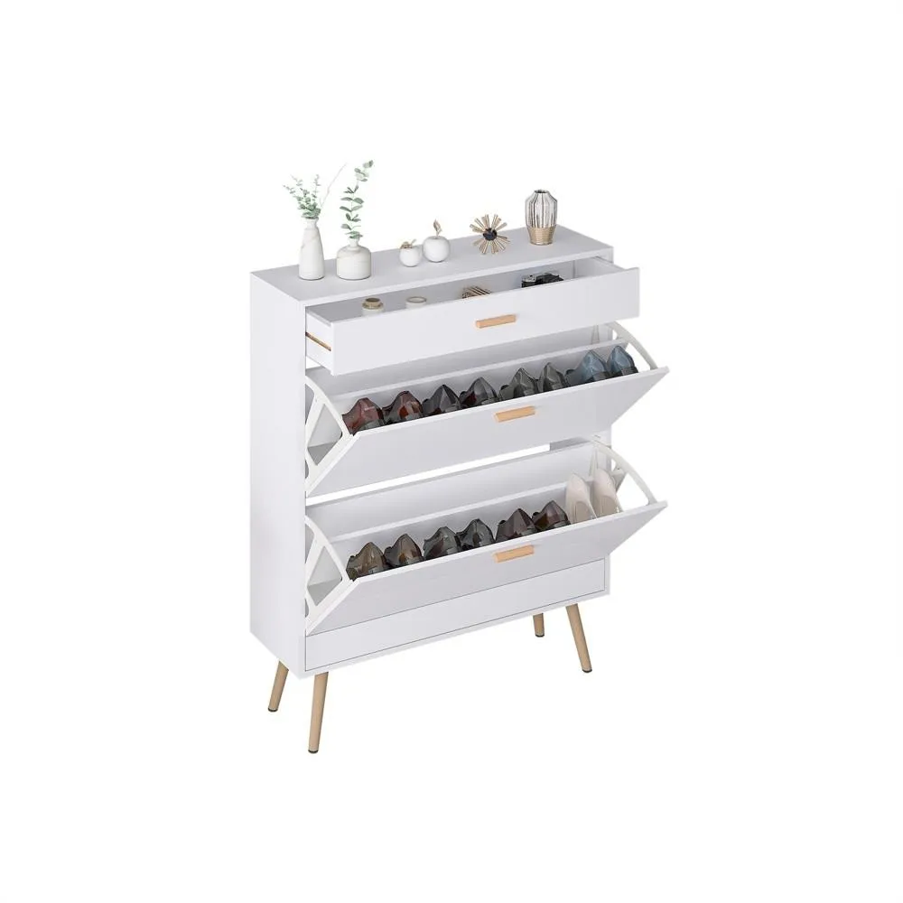 Трехуровневая пылезащитная полка для обуви, современный шкаф для хранения обуви на 16 пар с 3 ящиками
Трехуровневая пылезащитная полка для обуви, современный шкаф для хранения обуви на 16 пар с 3 ящиками