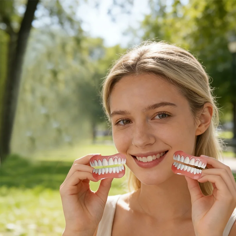 4-Piece Cosmetic Teeth Veneers Kit, Contains 1 Upper Teeth Cover, 1 Lower Teeth Cover and 2 Supporting Auxiliary Materials, Ultra-Thin Removable Decorative Veneers & Matching Teeth Coverings, Sturdy Durable Resin Construction with Simple Easy Mainten
4-Piece Cosmetic Teeth Veneers Kit, Contains 1 Upper Teeth Cover, 1 Lower Teeth Cover and 2 Supporting Auxiliary Materials, Ultra-Thin Removable Decorative Veneers & Matching Teeth Coverings, Sturdy Durable Resin Construction with Simple Easy Mainten