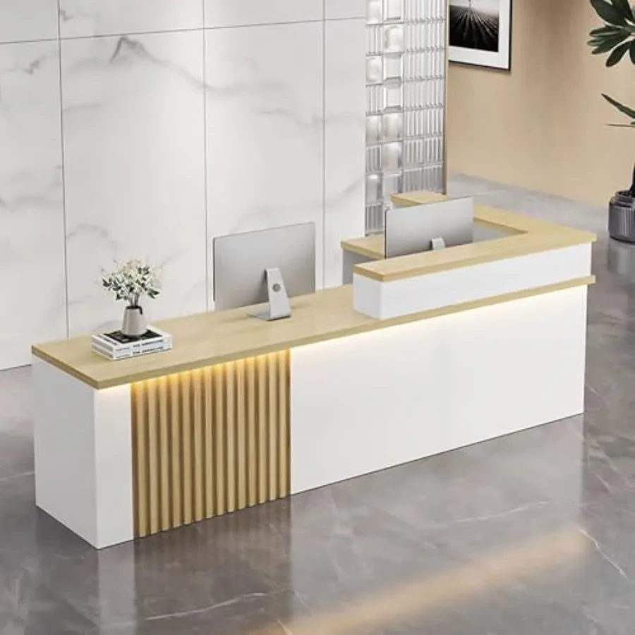 L-Shaped Reception Desk, Modern Reception Counter Retail Checkout Counter with LED Lighting and Lockable Drawers Door Cabinet f
L-Shaped Reception Desk, Modern Reception Counter Retail Checkout Counter with LED Lighting and Lockable Drawers Door Cabinet f